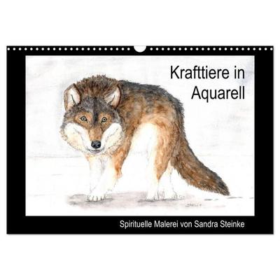 Krafttiere in Aquarell (Wandkalender 2027 DIN A3 quer), CALVENDO Monatskalender