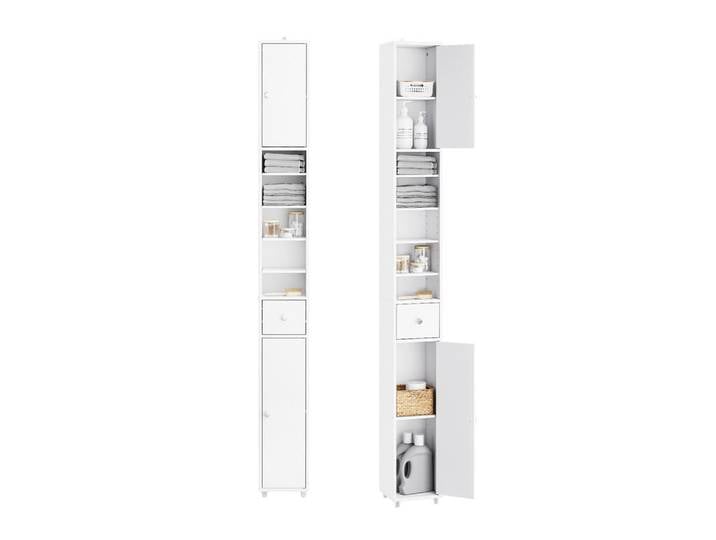 SoBuy Hochschrank schmal Badschrank Weiß 20x20x180 cm, Holzwerkstoff, 20x180x20 cm, Badezimmer, Badezimmerschränke, Hochschränke