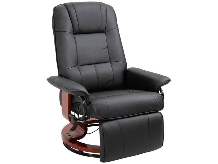 Fauteuil relax inclinable - RELAXSESSE - Relaxsesse - Similicuir noir - Pivotant 360° - Inclinable 145°