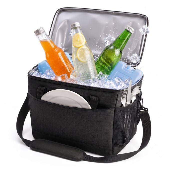 Relaxdays Koeltas, 30 liter, Zwart, Waterdicht en Geïsoleerd