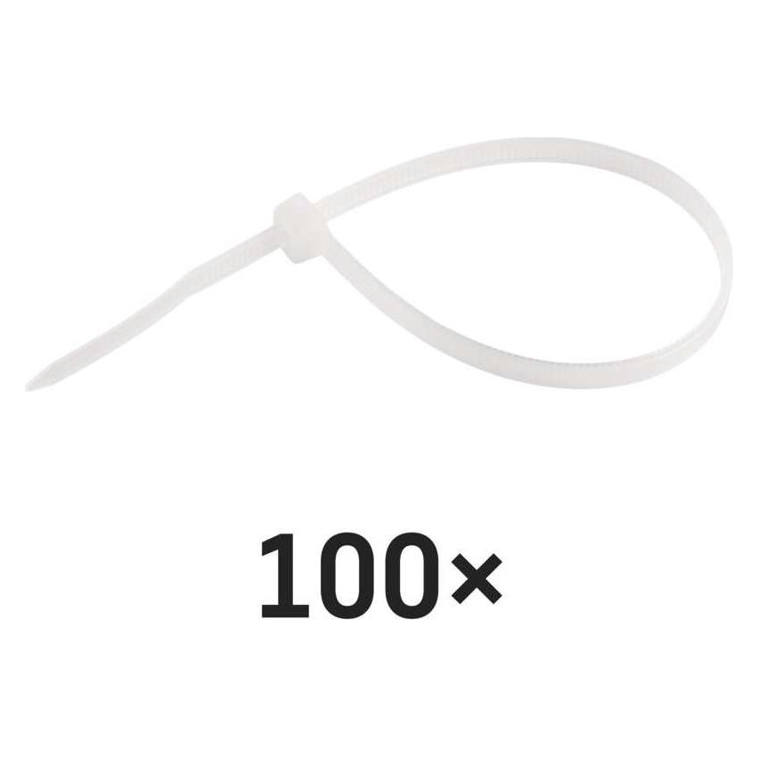 Emos Kabelbinder 200×4,8, weiss, 100 Stk (Kunststoffkabelbinder, 200 mm, 100 Stk.) (70415912)