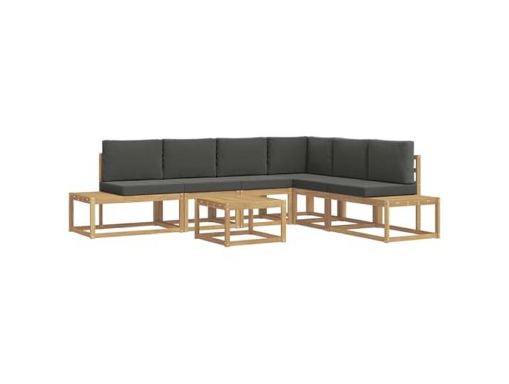 Modulares Sofa für den Außenbereich, 5-teilig, weiß, anthrazit, Polyester Modulares Design, neu aufstellbar, Rückenlehne mit Lattenrost, robustes Akazienholz, Pflege mit trockenem Tuch