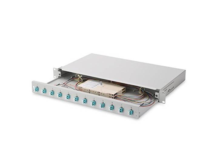 DIGITUS optische verbindingsdoos 12 koppelingen - LC - OM3-1U 19-inch - Multi-mode duplex - Met splicecassette - Rekmontage