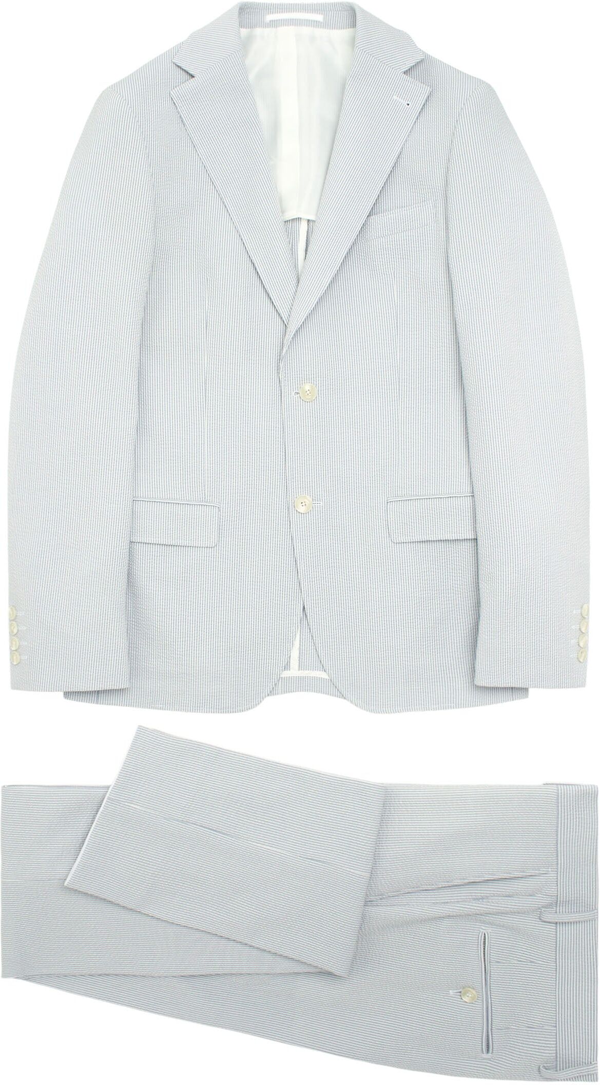 MIRTO Traje gris de algodón seersucker raya SS27-58 Hombre