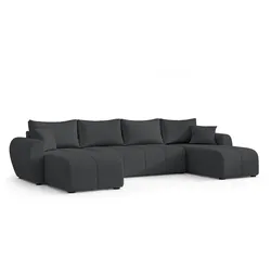 WOHNLANDSCHAFT Malatya U Form Dunkelgrau 311/145/80 cm mit Schlaffunktion