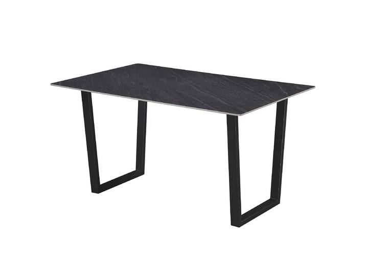Table Hanruo 140 x 75 x 90cm Gris/Imitation marbre noir