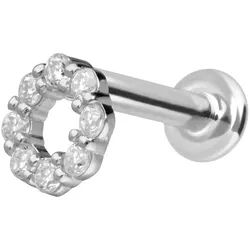 14 Karat Gold Labret mit Innengewinde MOISSANIT-KREIS