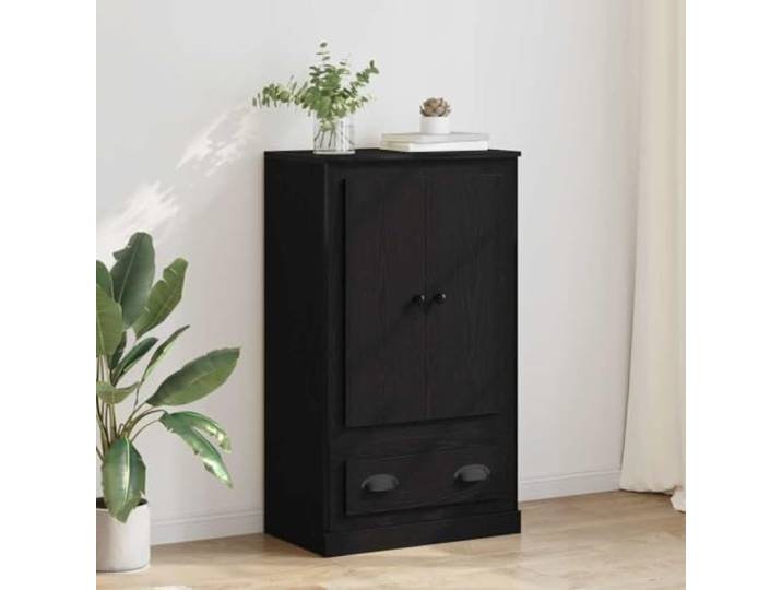 Langlebiges Highboard aus Holzwerkstoff mit zeitlosem Design, stilvolles Highboard mit viel Stauraum für eine Elegante Einrichtung, Schwarz Eichen-Optik aus Holzwerkstoff, 60 x