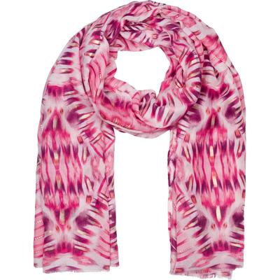 Schal STYLEBREAKER "Schal Batik Muster Metallic Streifen", Damen, rot (koralle, pink), Obermaterial: 50% Viskose CV. 50% Baumwolle CO., Modisch, Modetücher Schal