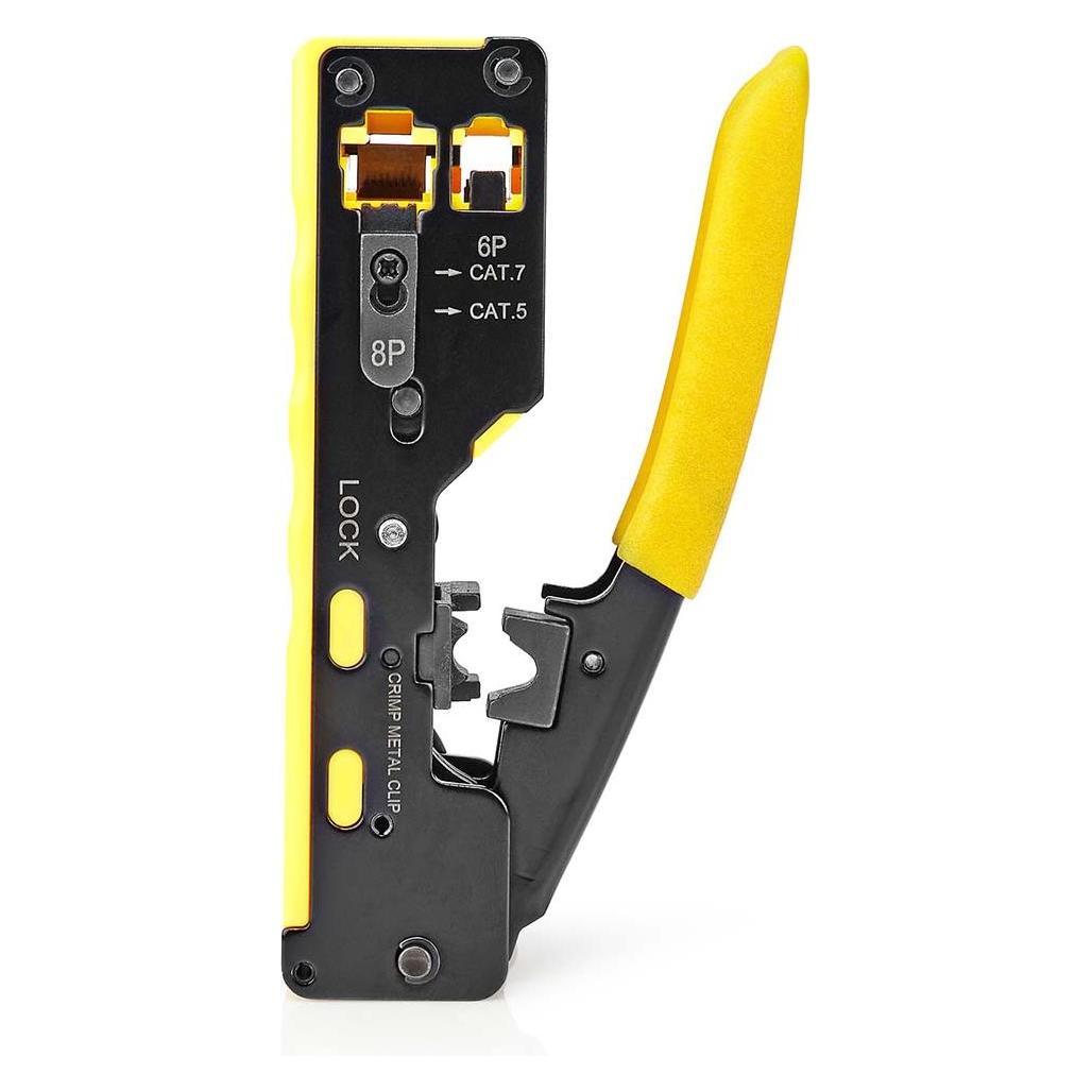 Nedis Crimp pliers | CAT5 / CAT5e / CAT6 / CAT6a / CAT7 / RJ12 / RJ45 | Abziehen / Schneiden / Zange (CCGG89510BK)