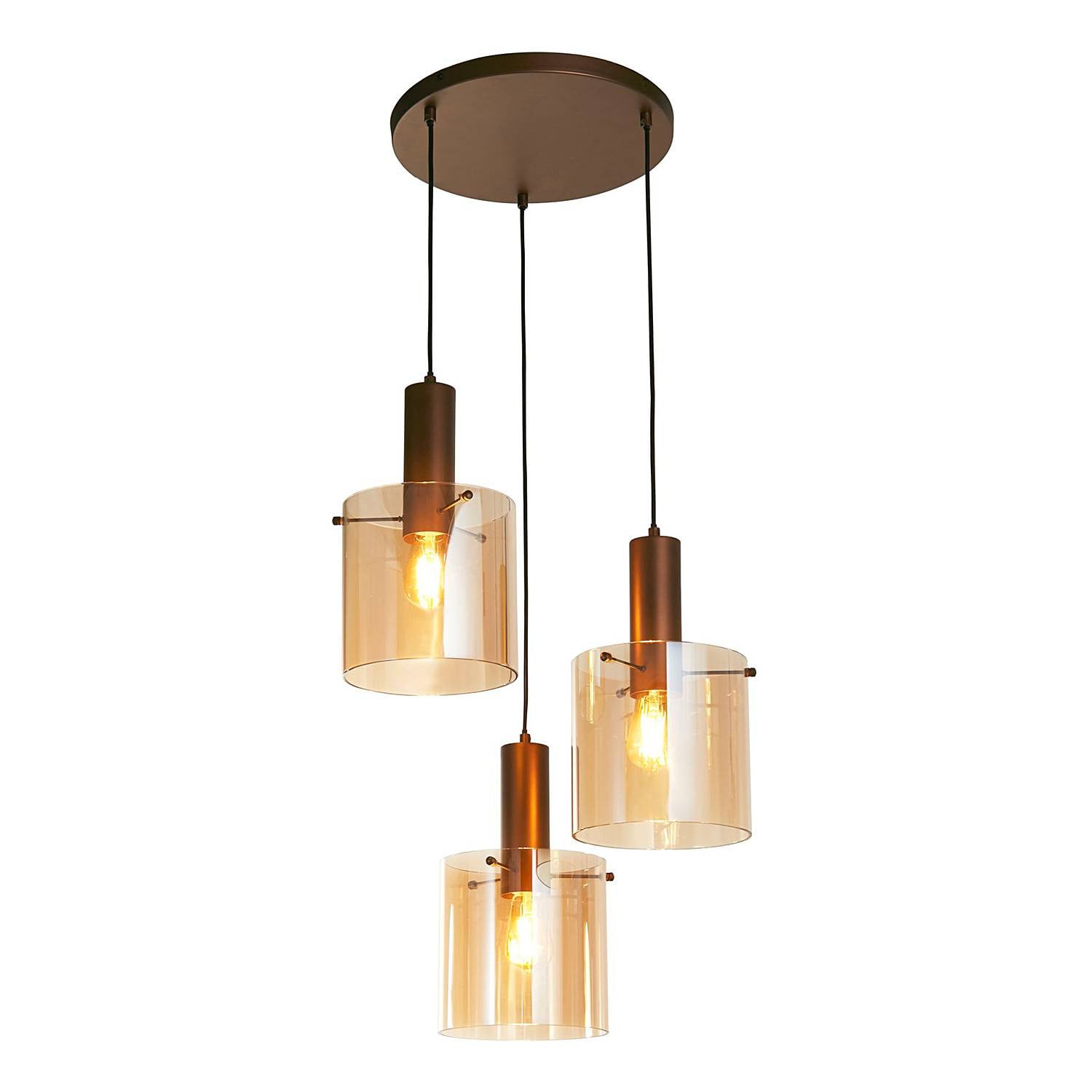 Searchlight Hanglamp Sweden 3-lichts Bruin Metaal en Glas