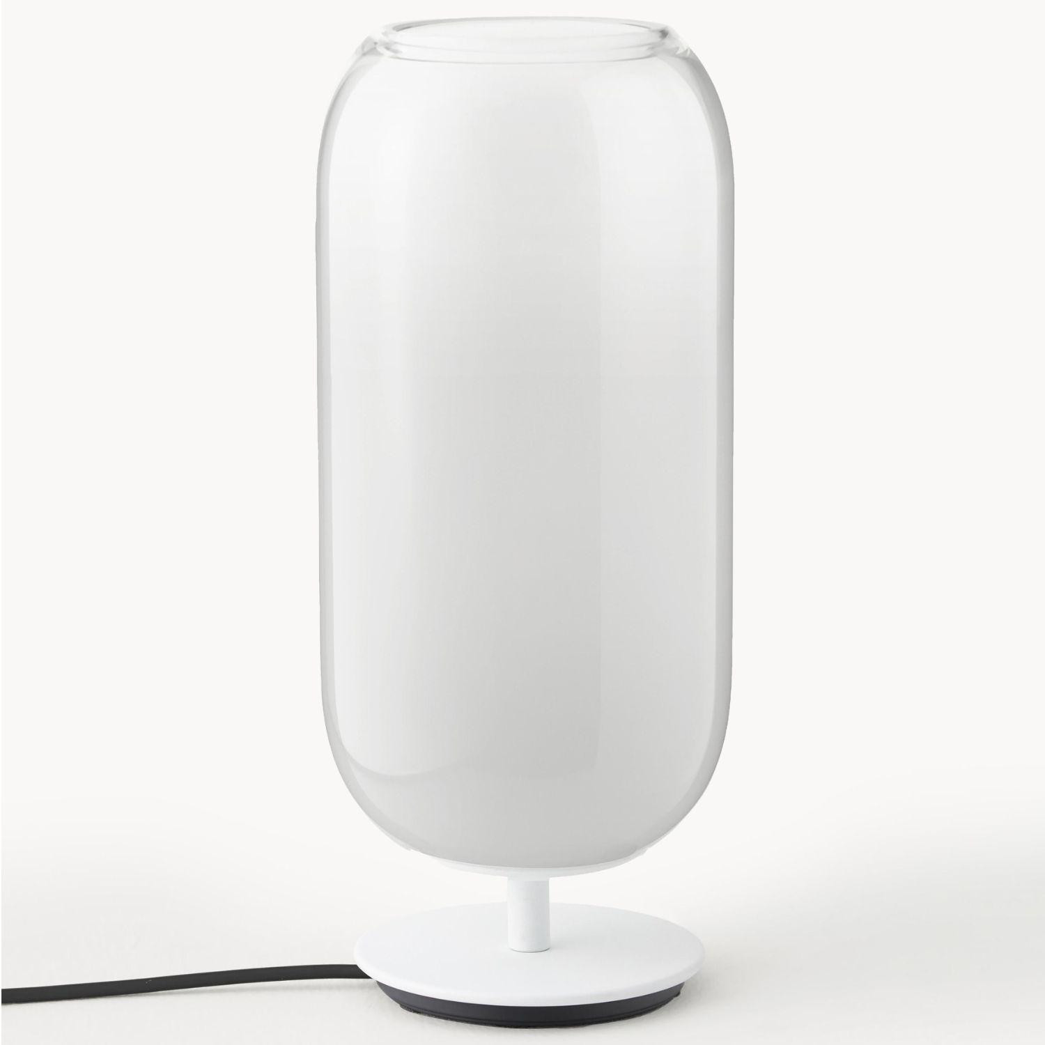 Artemide Gople Mini tafellamp - Wit/Aluminium - Designer Glas Nachtlampje