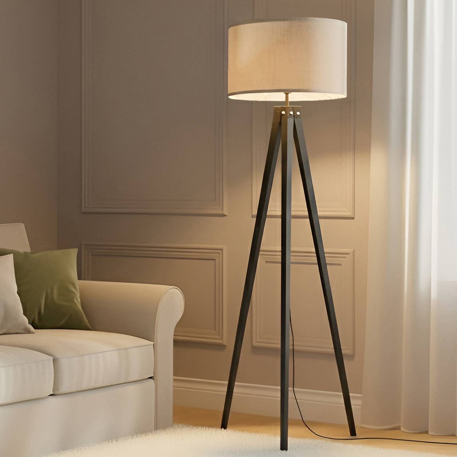 Floor Lamp Herry Lindby, Black, Living / Dining Room, Textile / fabric / silk, Scandinavian, Floor Lamp
