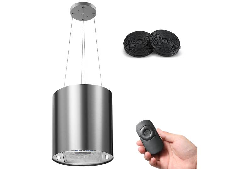 Hotte Aspirante Îlot 700 M³/h\,central Cuisine Ø 35cm Avec 2 Filtres À Charbon\,3 Vitesses Et Fonction Retard\,inox A+