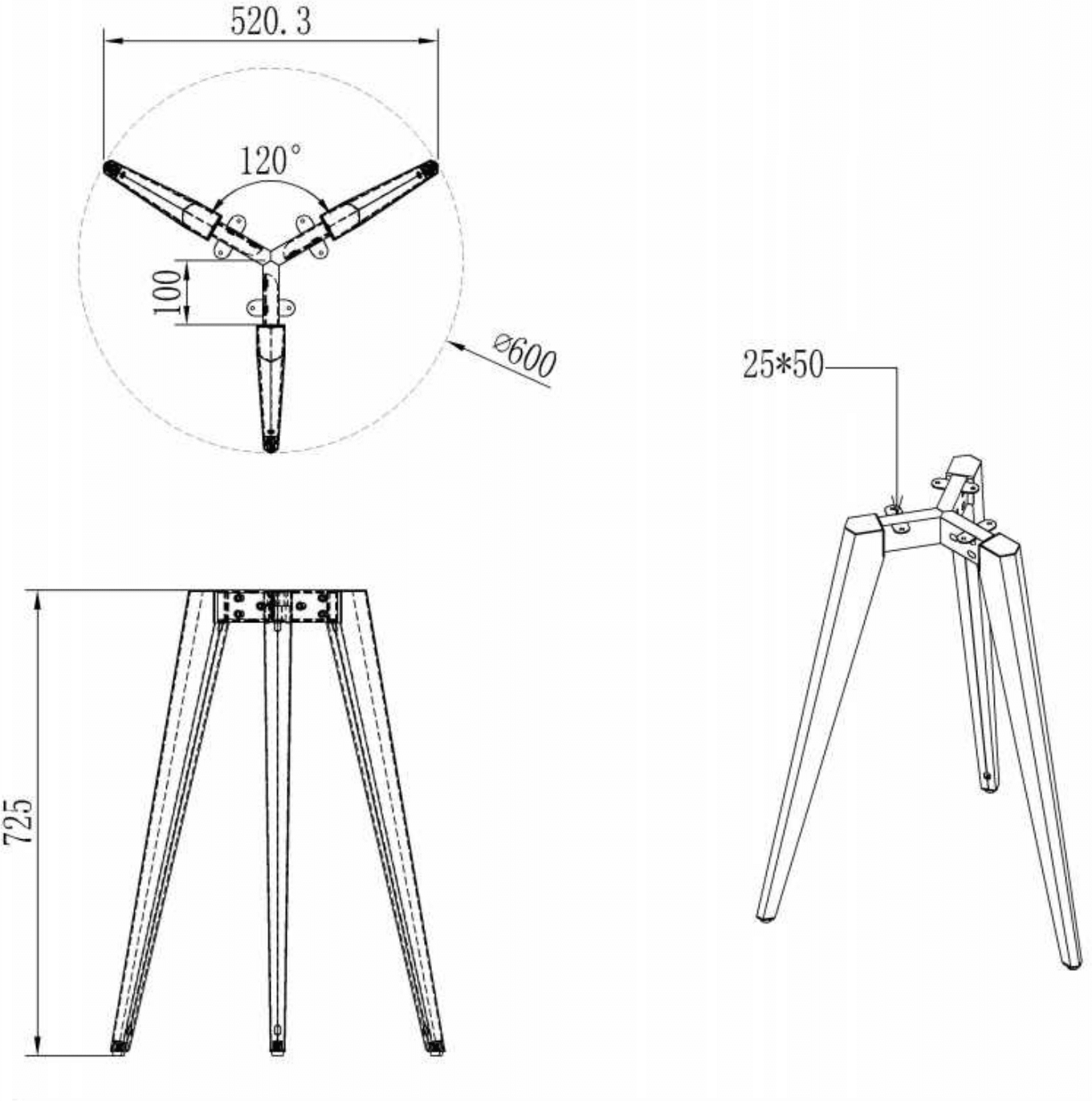 B2B Partner Podstawa stołu VIBE, 520 x 725 mm, szaro-srebrny