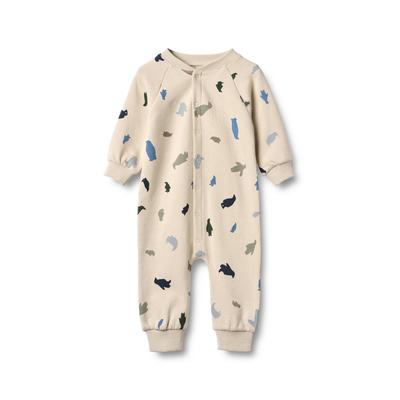 Jumpsuit WHEAT "WHEAT Jumpsuit L/S Lilo", Mädchen, Gr. 80, beige (sanftes weiß penguins), 100% Baumwolle (Bio), normal, Overalls Jumpsuit