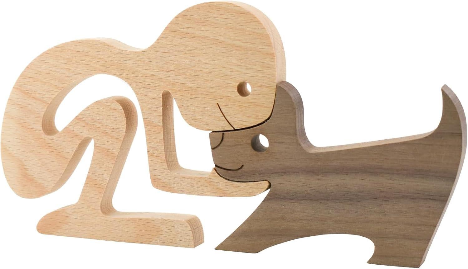 oCreon Handgemaakt Houten Hondenbeeld voor op tafel voor volwassenen