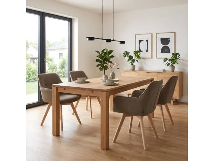 JIJIAN Drehbar Esszimmerstühle Set 4 mit Holzbeinen, Braun 360° Drehbare Stühle Esszimmer, Küchenstühle, Polsterstühle, Mikrofaserstoff, Buchenholzbeinen, für Esszimmer, Küche