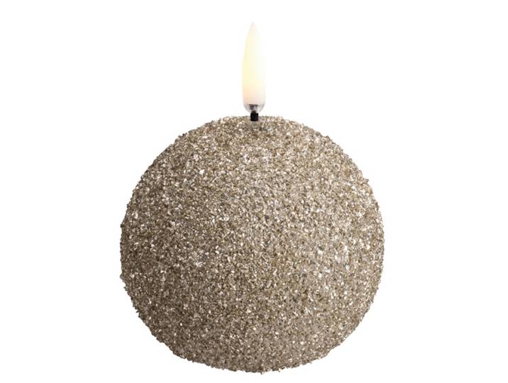 Bougie LED ROUND, crème, Ø 7 cm, paillettes - Uyuni Lighting - Salon / séjour - Autres - À ampoule unique
