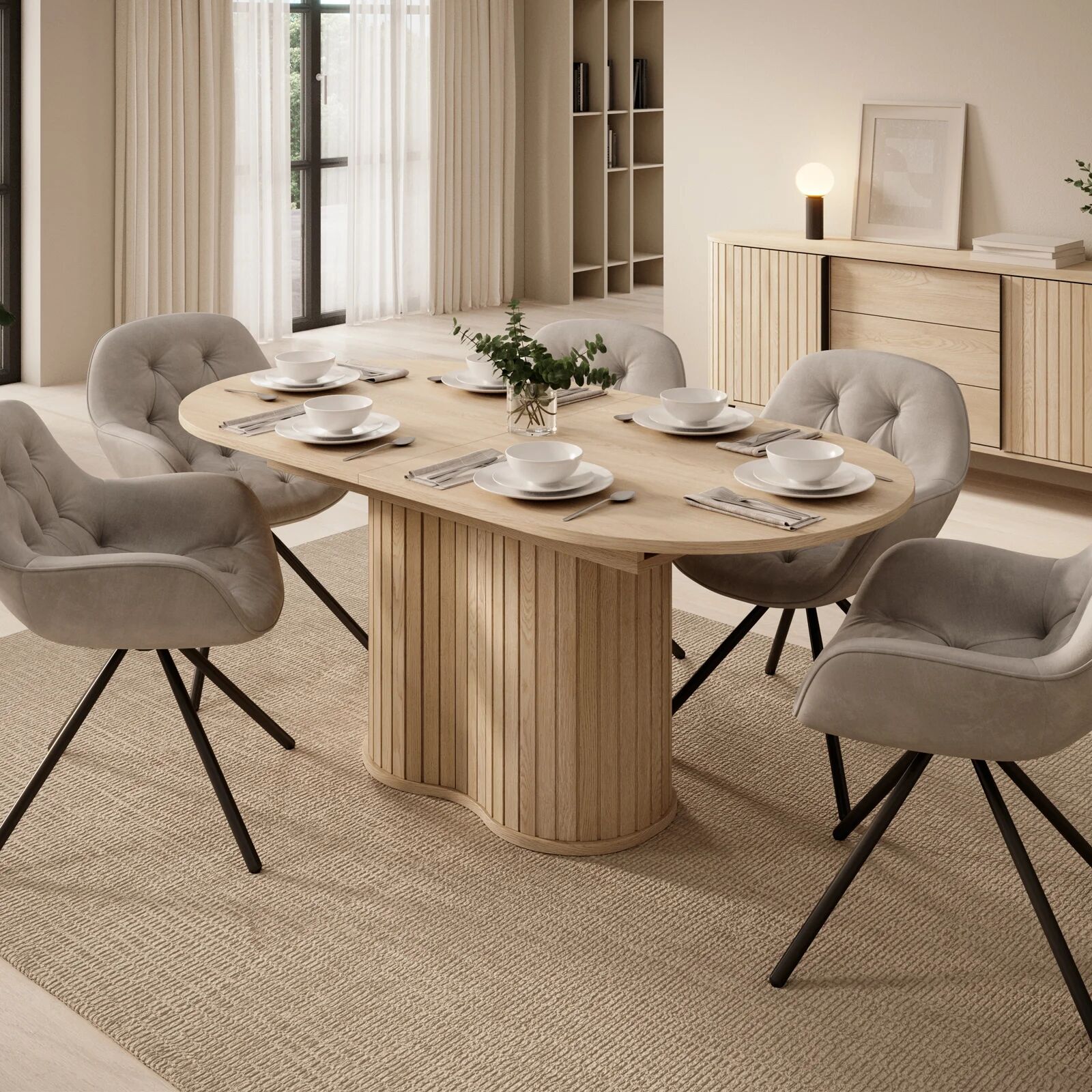 garneroarredamenti Tavolo allungabile 180/220x90cm ovale rovere Groove