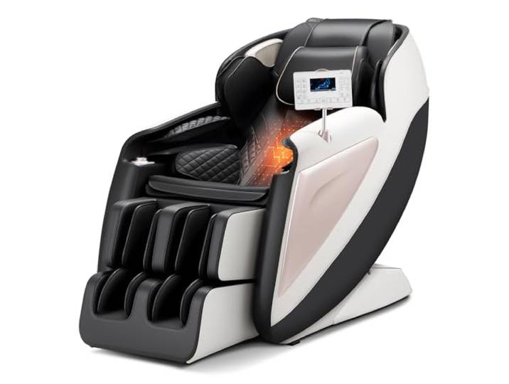 VEVOR Fauteuil de Massage avec Rail SL\, Fauteuil Relaxation Massage 3D inclinable\, zéro gravité\, 18 Modes automatiques\, Chauffant\, avec pédale rétractable\, 36 airbags\, écran LCD\, Boutons d'accoudoir