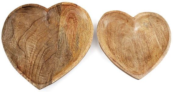 SiL Set of 2 Wooden Heart Trays