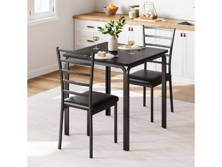 Ensemble table à manger - PROMIRACAL - 3 pièces - Noir - Métal - Design contemporain