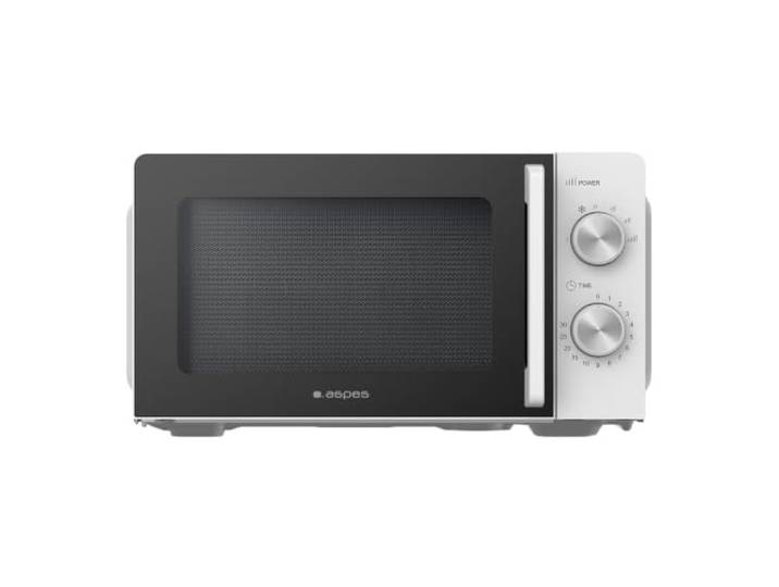 Aspes Mikrowelle AMW2702, 20 Liter, Weiß, 700 W, mechanisches System, Auftaufunktion, Innenbeschichtung, einfache Reinigung, Timer 30 Minuten
