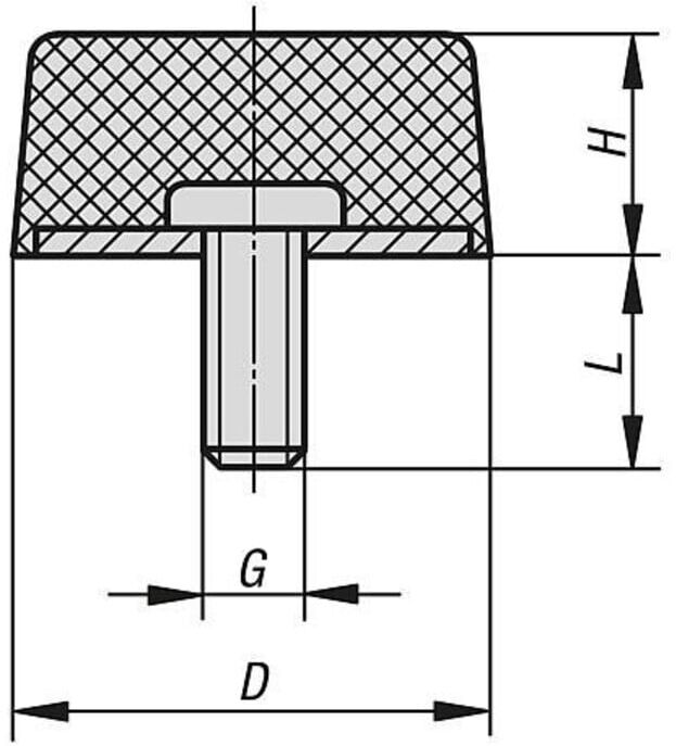 KIPP Gummipuffer konisch Außengewinde M12 x 37 Stahl Elastomer Naturkautschuk (K0575.07502855)