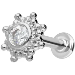 14 Karat Gold Labret mit Push Fit MOISSANIT-SONNE