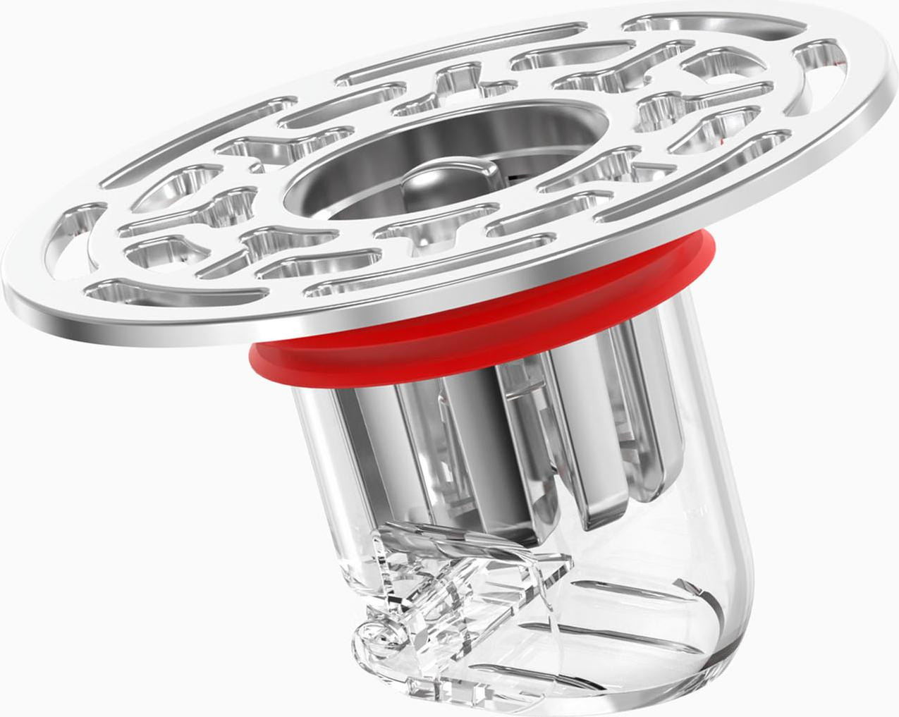 Cocosity Professionele geurwerende vloerafvoer met afdeksel voor badkamer, keuken en douche, Rood