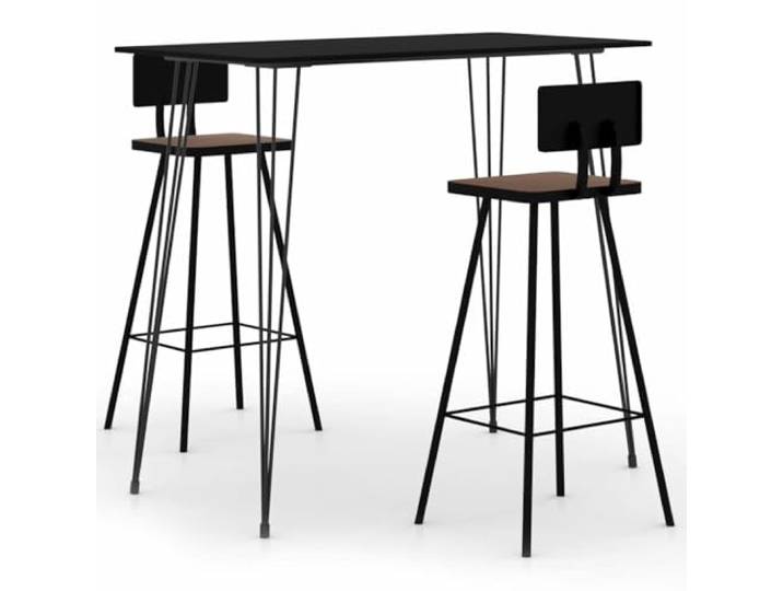 Bar-Set 3-teilig schwarz mit MDF Tisch und Hocker aus Massivholz Massivholz, Tisch aus MDF, leicht zu reinigen, pulverbeschichteter Rahmen, Fußstütze, 110 kg pro Sitz