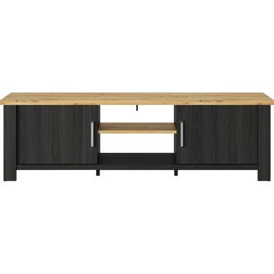 TV-Board GAMI "Sequoia", schwarz, B:200cm H:60cm T:45cm, Holzwerkstoff, Sideboards, TV-Board, Wohnzimmer-Programm in Landhaus- und Industrial-Dekor