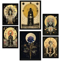 POSTER Set Mit 6 Mystischen & Esoterischen SternenA3 & A4 Schwarzer Rahmen