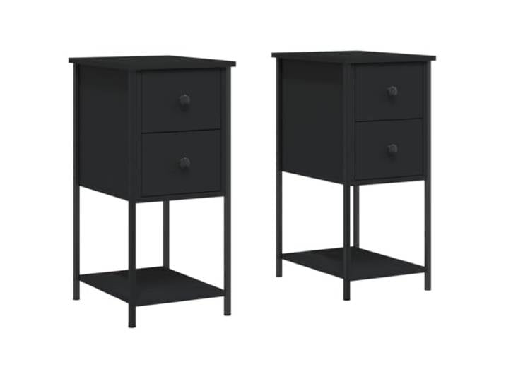 LKJephalotrop Nachttisch 2er Set Schwarz 32x42x70 cm Beistelltisch Kompakter Beistellschrank im Schlafzimmer mit Metallrahmen, verstellbaren Füßen und praktischer Ablagefläche.