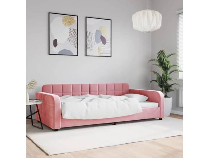 WDGJJFECNMUEHI Samt 2 in 1 Schlafsofa Gästebett Rosa 100x200 cm Tagesbett Rosa 100x200 cm Samt Schlafsofa mit Metallgestell Gästebett 2-in-1 Sofabett für Wohnzimmer Schlafzimmer