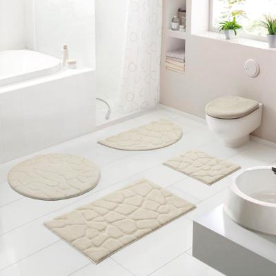 Badematte GRUND "Ashtar, Badvorleger, Badezimmer Teppich, 3D-Design", beige (creme), H:20mm, Polyester, Badematten, Badematte, Hoch-Tief-Design mit organischer Steinoptik, Made in Europe