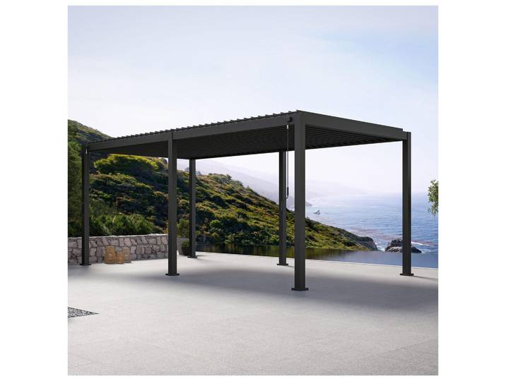 Mirador Pergola 111 Deluxe 3x3,6 m mit Lamellendach, stabile Aluminium Pavillon, Winterfest & Wasserdicht, Anthrazit