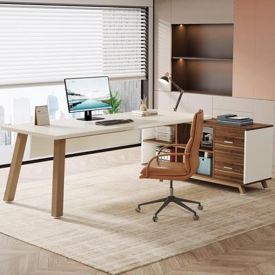 YUZHOU 71-Inch L-Shaped Executive Desk, Desk with 55-Inch Cabinet