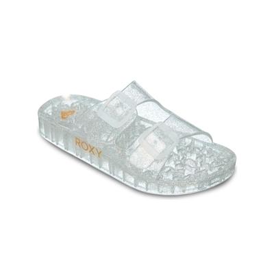 Sandale ROXY "Rg Kattie Glitter", Jungen, Gr. 35, transparent (silber), Obermaterial: 95% PVC/ 5% synthetische Kunststoffschnalle, Futter: N/A, Laufsohle: 100% synthetisches PVC., Schuhe Sandale