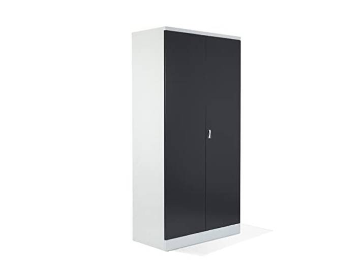 Schrank & Stuhl XL Werkzeugschrank – Werkstattschrank/Stahlschrank mit 4 höhenverstellbaren, vollverzinkten Fachböden, 195x92x50, Grau/Schwarz