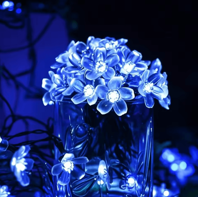 Inspire Curations 10M 100 LED Solar Cherry Blossom String Lights blue 7m 50leds