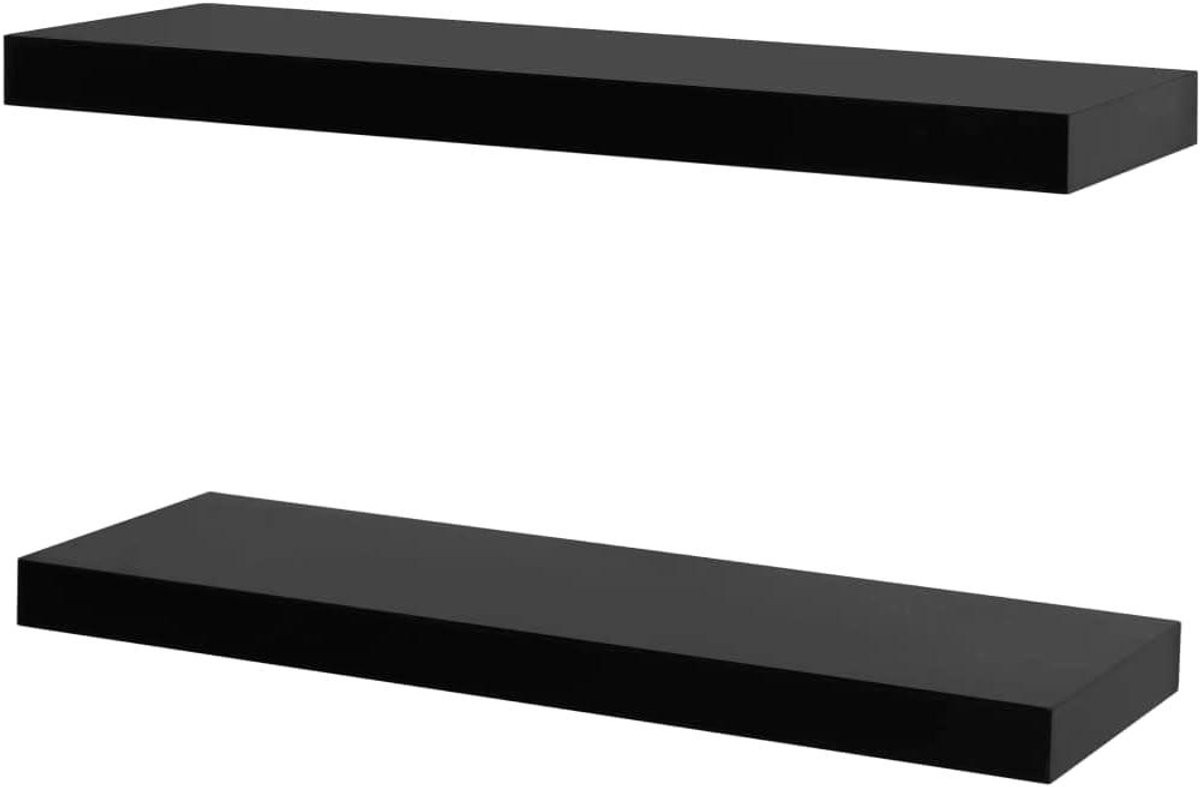 Set van twee zwevende wandplanken voor decoratie en opslag - Zwart - Breedte: 60 cm