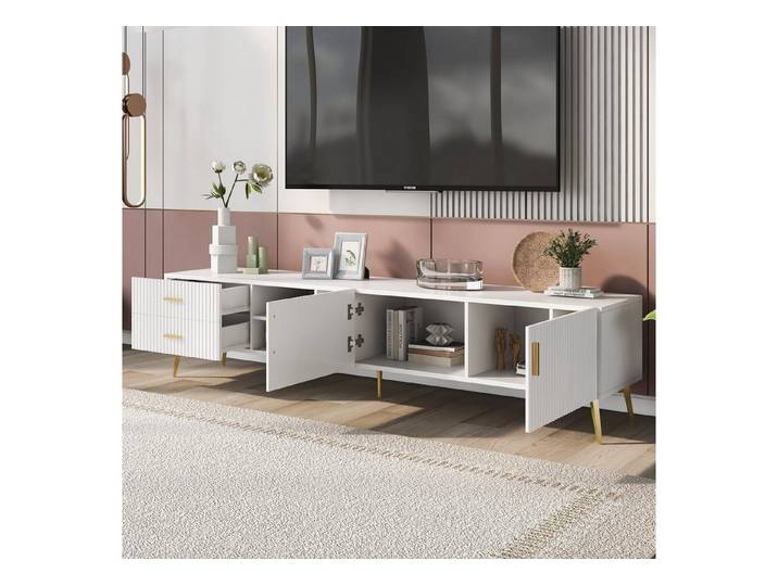 Odikalo TV-Board TV-Ständer Lowboard TV-Schrank TV-Konsolentisch Medienkonsole weiß