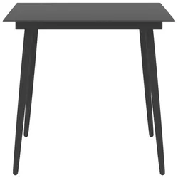 vidaXL Garten-Esstisch Schwarz 80x80x74 cm Stahl und Glas