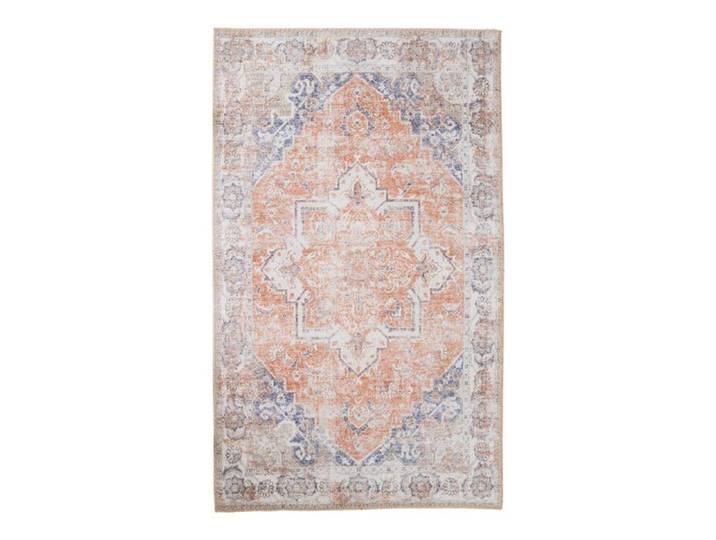COLABA - Tapis Blanc 160x230cm avec Motifs Orange et Bleu