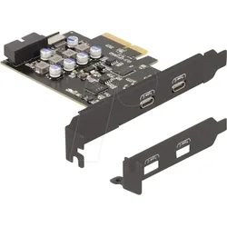 DELOCK 90345 - PCI PCIe x4 > 2x extern USB C, 1x intern Type-E , 1x intern 19 P