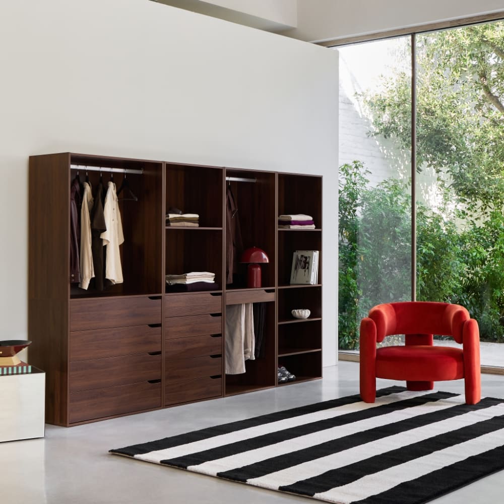 sweeek Vestidor modular de 4 elementos, nogal