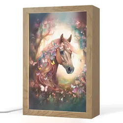 NACHTTISCHLAMPE Pferd - Natur - Blumen - Schmetterlinge - Wald 20x30 cm