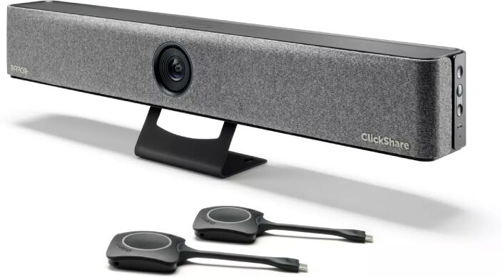 Barco ClickShare Bar Pro + 2 boutons Barre vidéo tout-en-un pour moyenne salle avec boutons de partage sans-fil ClickShare.